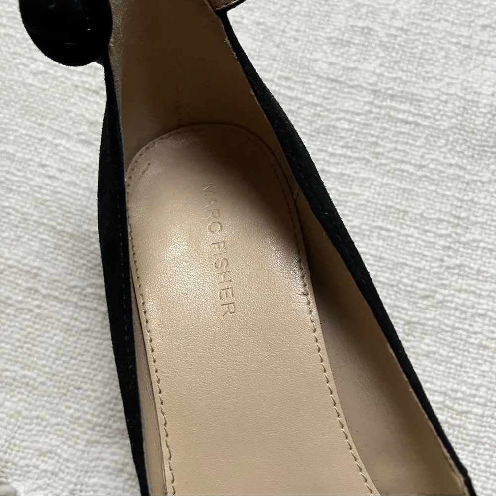 Marc Fisher black velvet leather pump heels size women’s US 9 shoes - Picture 3 of 9